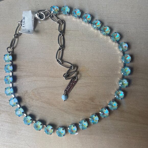 NWT Mariana Icy Blue Aqua Crystal Collar Necklace Silver Rhodium 17" Preppy - Picture 3 of 9